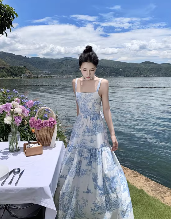 New Pretty French-style Elegant Summer Women's Long Dress