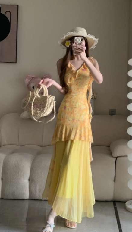 New Pretty French-style Elegant Summer Women's Long Dress