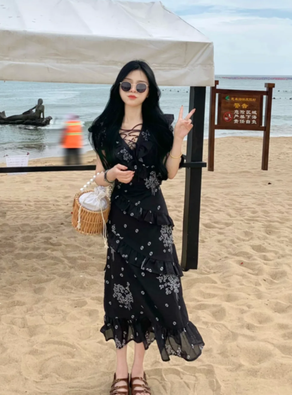 New Pretty French-style Elegant Summer Women's Long Dress