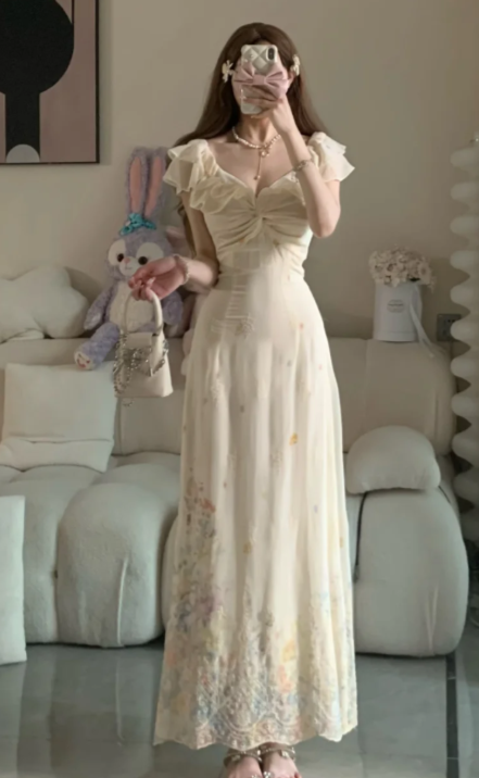 New Pretty French-style Elegant Summer Women's Long Dress