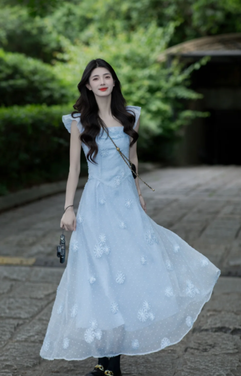New Pretty French-style Elegant Summer Women's Long Dress