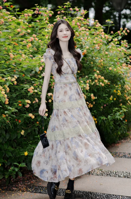 New Pretty French-style Elegant Summer Women's Long Dress