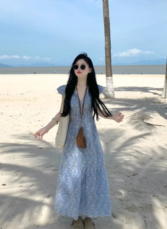 New Pretty French-style Elegant Summer Women's Long Dress