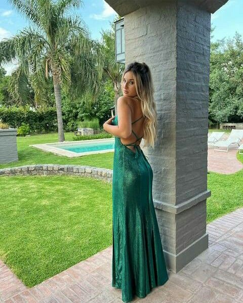 Classy Green Prom Dress Lace-up Back,Green Formal Gown