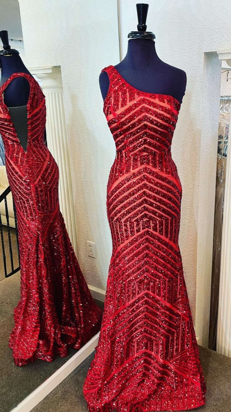Mermaid One Shoulder Hot Pink Long Prom Dress