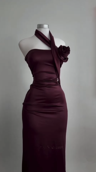 Vintage Burgundy Sheath Party Evening Dress,Long Prom Dress