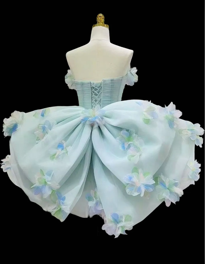 Beautiful Strapless Light Green Tulle Appliques Short Homecoming Dress 19th Birthday Outfits With Bow