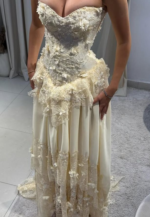Yellow A Line Sweetheart Neck Long Prom Dress Evening Dress With Applique