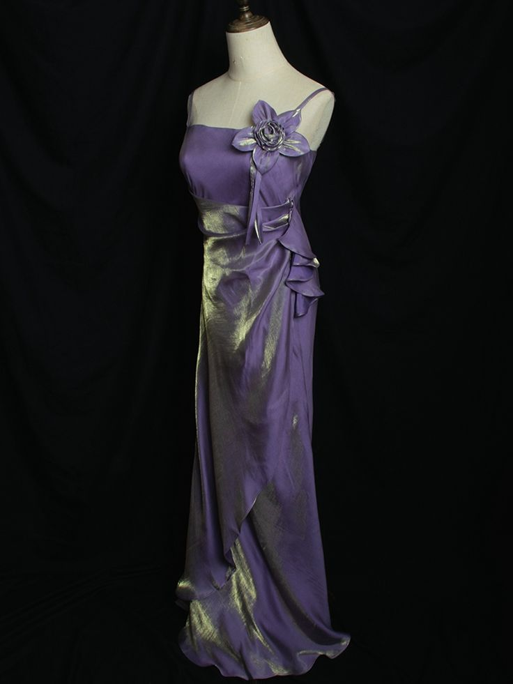 Purple Vintage Floral Embellished Party Gown Formal Prom Dress Evening Dress
