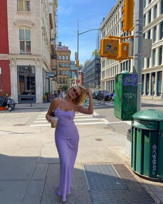 Lilac Spaghetti Straps Long Party Prom Dress