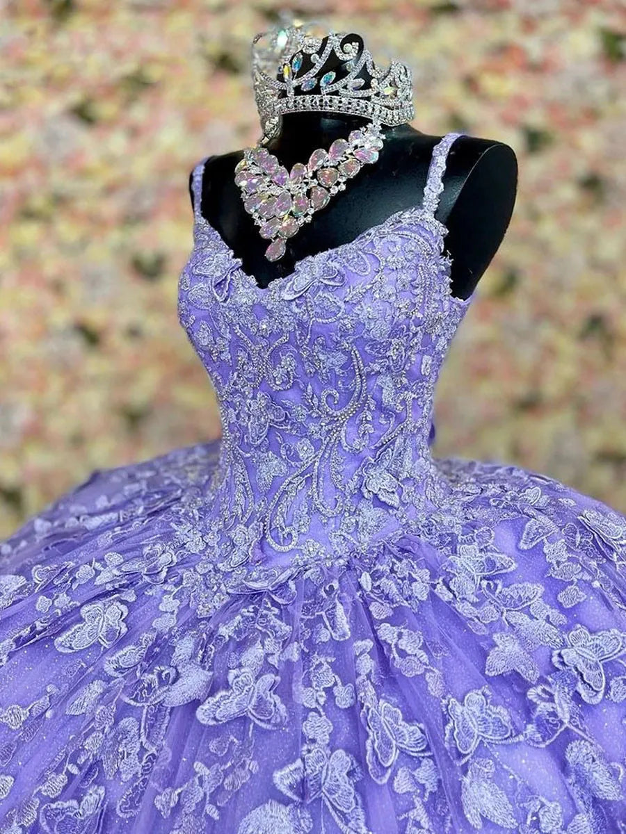 Purple princess ball gown quinceanera dress sweet 16 dress butterflies quinceanera dress