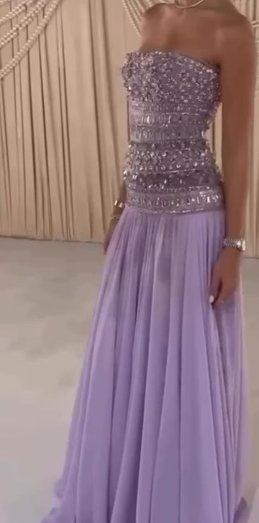 Lilac Strapless Long Prom Dresses Party Dress 20th Birthday Outfits