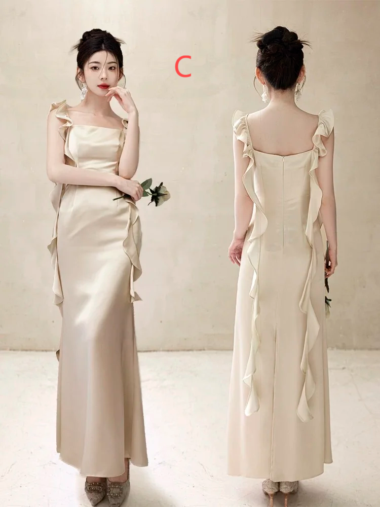 Classy Elegant A Line Satin Long Bridesmaid Dress