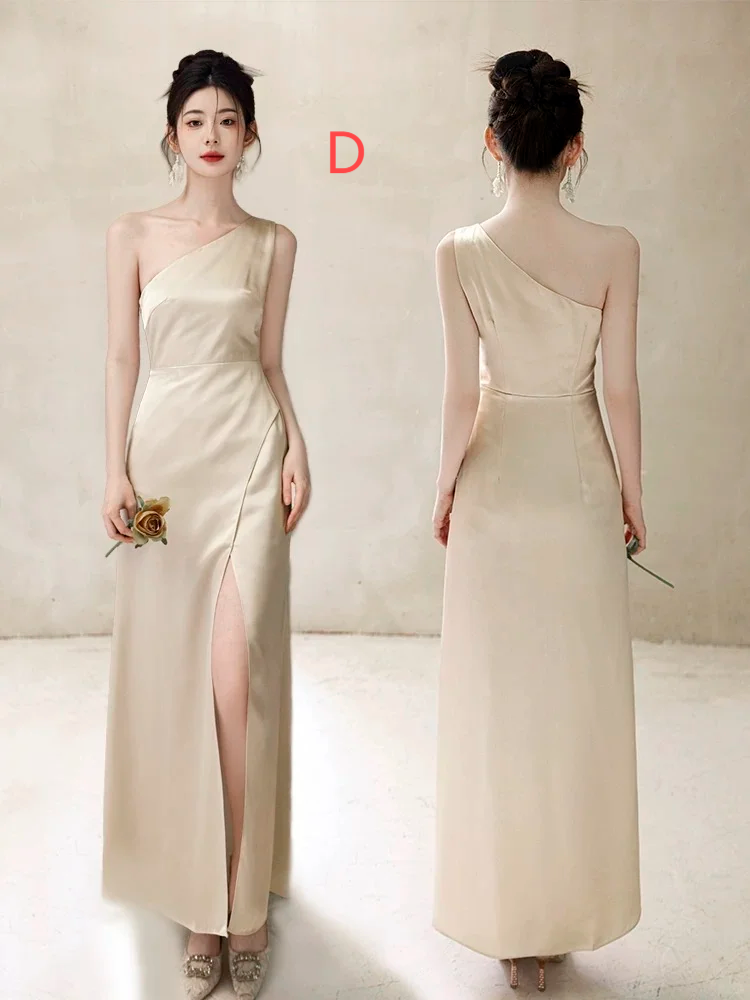 Classy Elegant A Line Satin Long Bridesmaid Dress