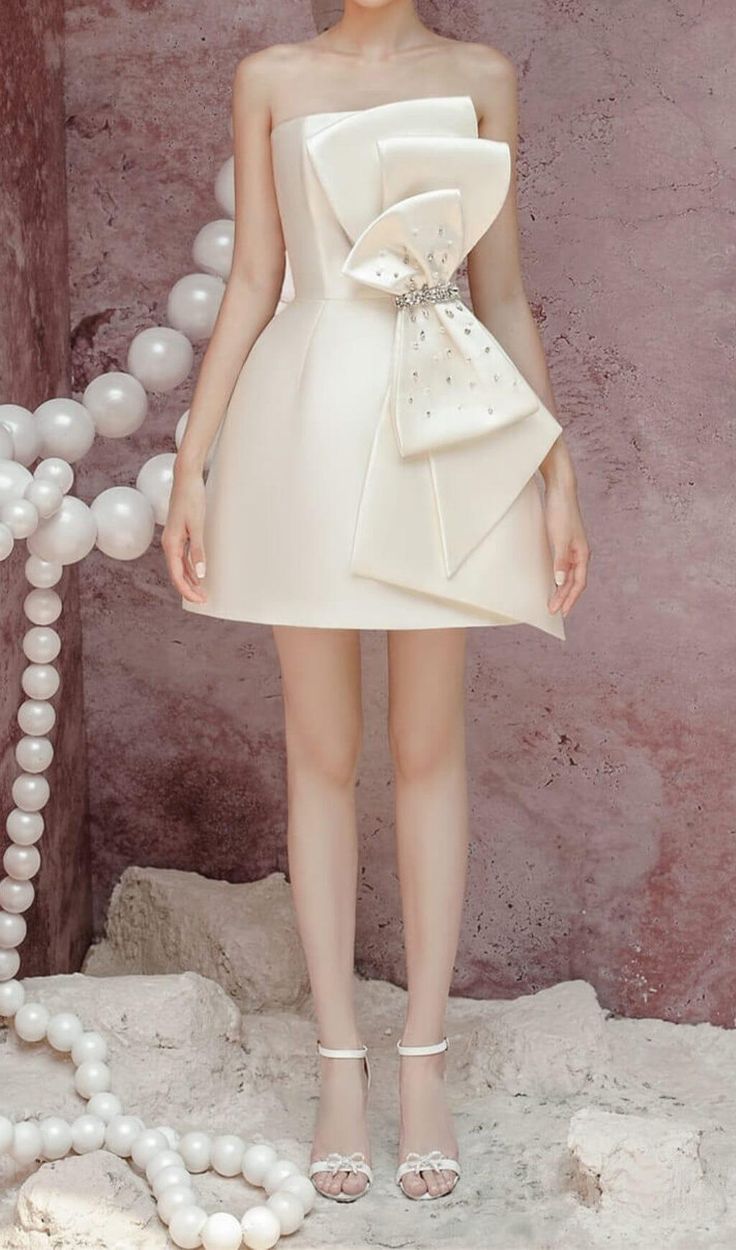 Simple Sheath Strapless Ivory Satin Homecoming Dress