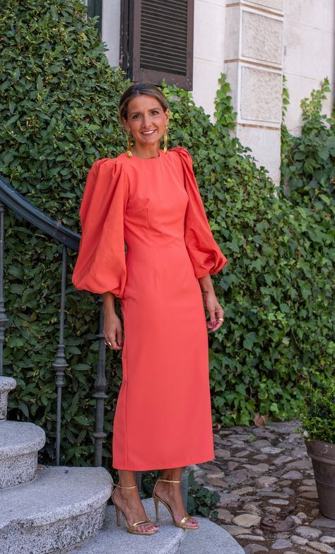Simple Puff Sleeves Prom Dress For Women, Wedding Guest Outfit