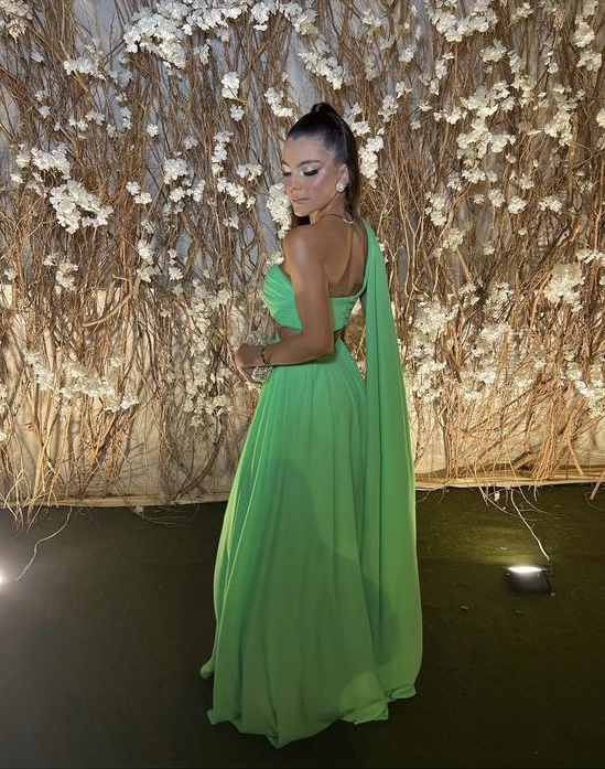 Sexy Strapless Green Chiffon Prom Dress Long Party Evening Gown