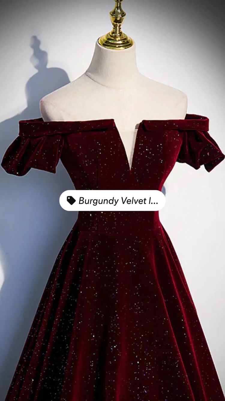 Burgundy Velvet V Neck Long Prom Dress Classy Evening Dress