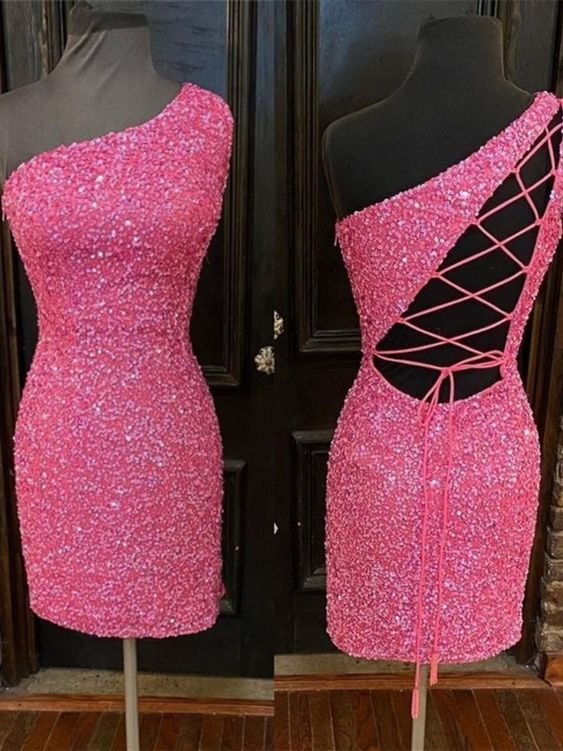 Sparkle Royal Blue Sequin One Shoulder Bodycon Party Dress