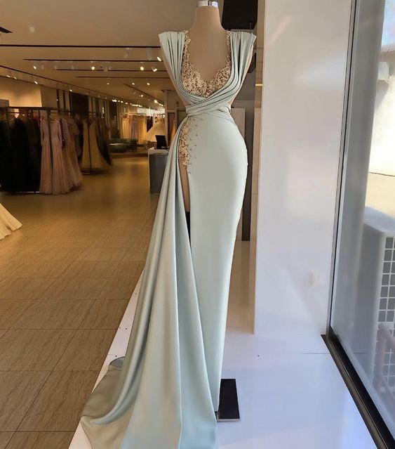 Stunning Mermaid Prom Dress With Hight Split New Arrival Evening Dress African Wedding