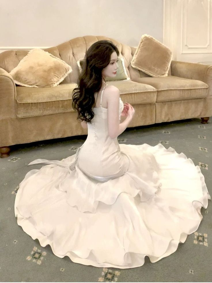Elegant Straps White Prom Dress Mermaid Long Party Evening Dress