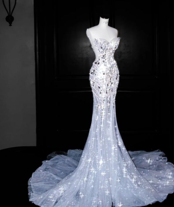 Luxurious Beading Prom Party Dress Sexy Mermaid Evening Dress 22nd Birthday Outfit