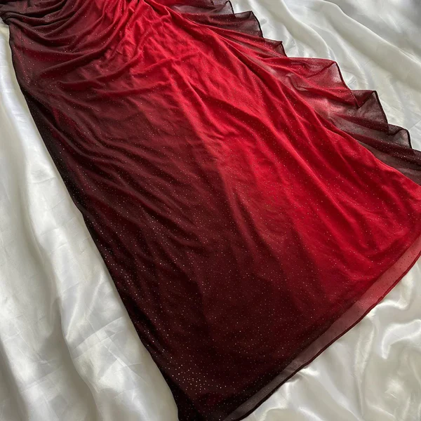 Charming Halter Ombre Red Chiffon Long Prom Dress Party Evening Gown