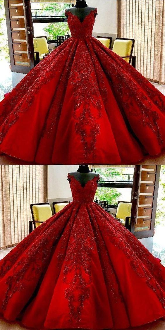 A-line Lace Embroidery Ball Gown Luxurious Ball Gown
