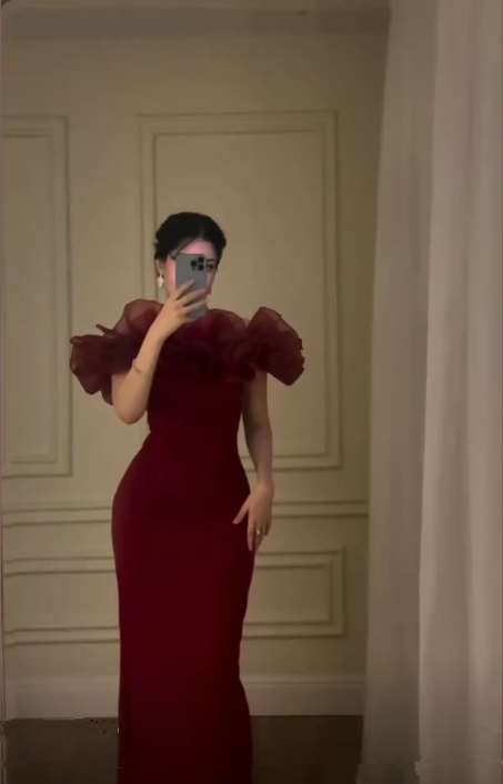 Burgundy Off The Shoulder Sheath Sexy Evening Dress Long Prom Party Dress