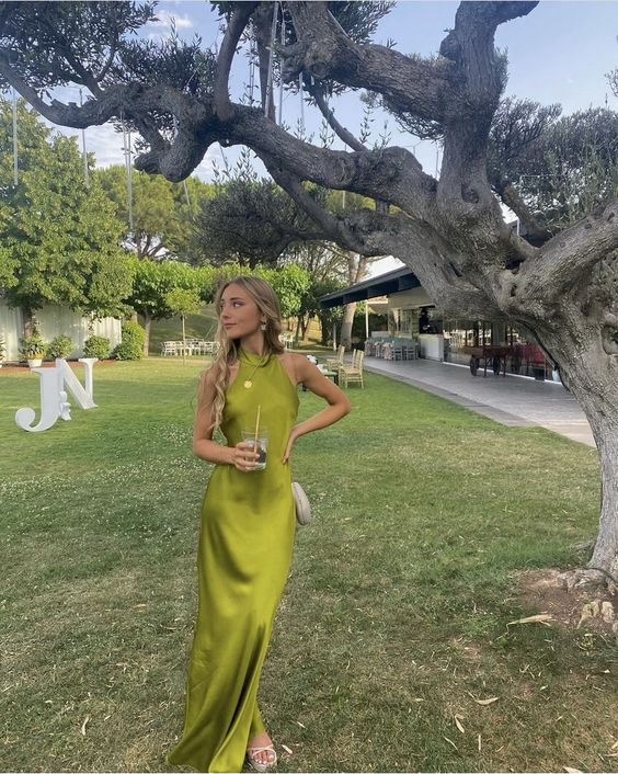 Sexy Halter Long Prom Dress Green Evening Gown Party Dress