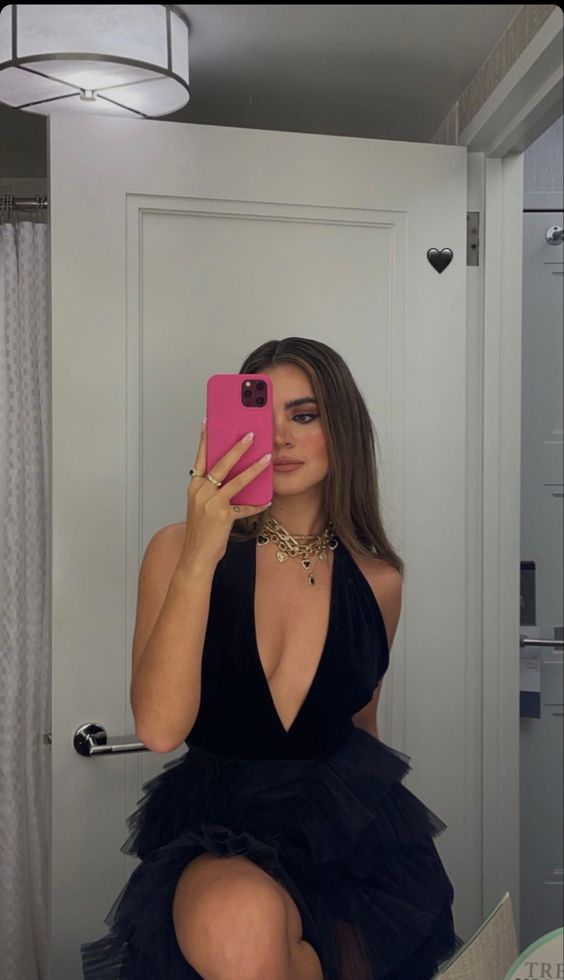 Halter Neck Black Deep V Neck Party Dress Sexy Party Dress