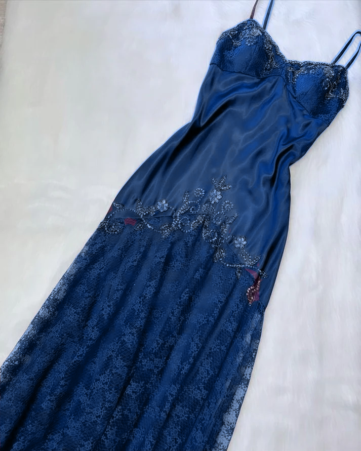 Vintage purple dress with flower accents Formal Evening Dress