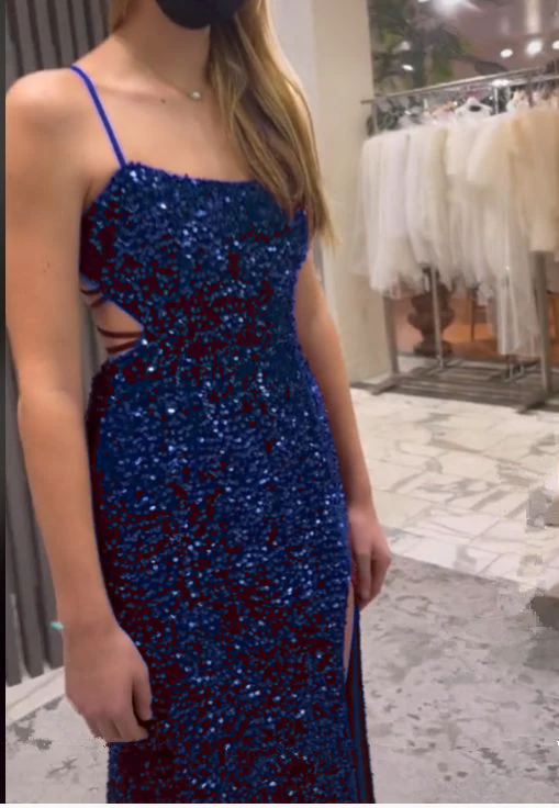Long Evening Dresses Mermaid Sequins Prom Dress with Silt