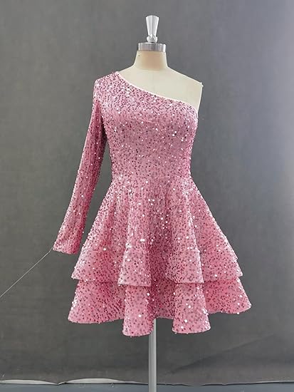 Pink Halter A-Line Sequins Short Party Dress Birthday Outfits