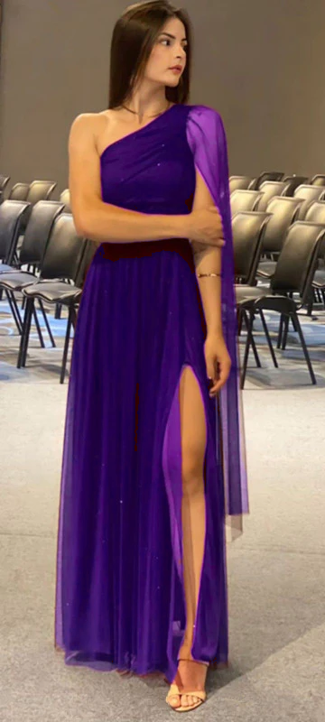Burgundy Shinny Tulle Prom Dress, Elegant Evening Party Dress