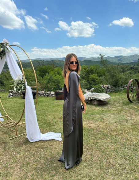 Dark Gray Long Party Prom Dresses Formal Evening Dress