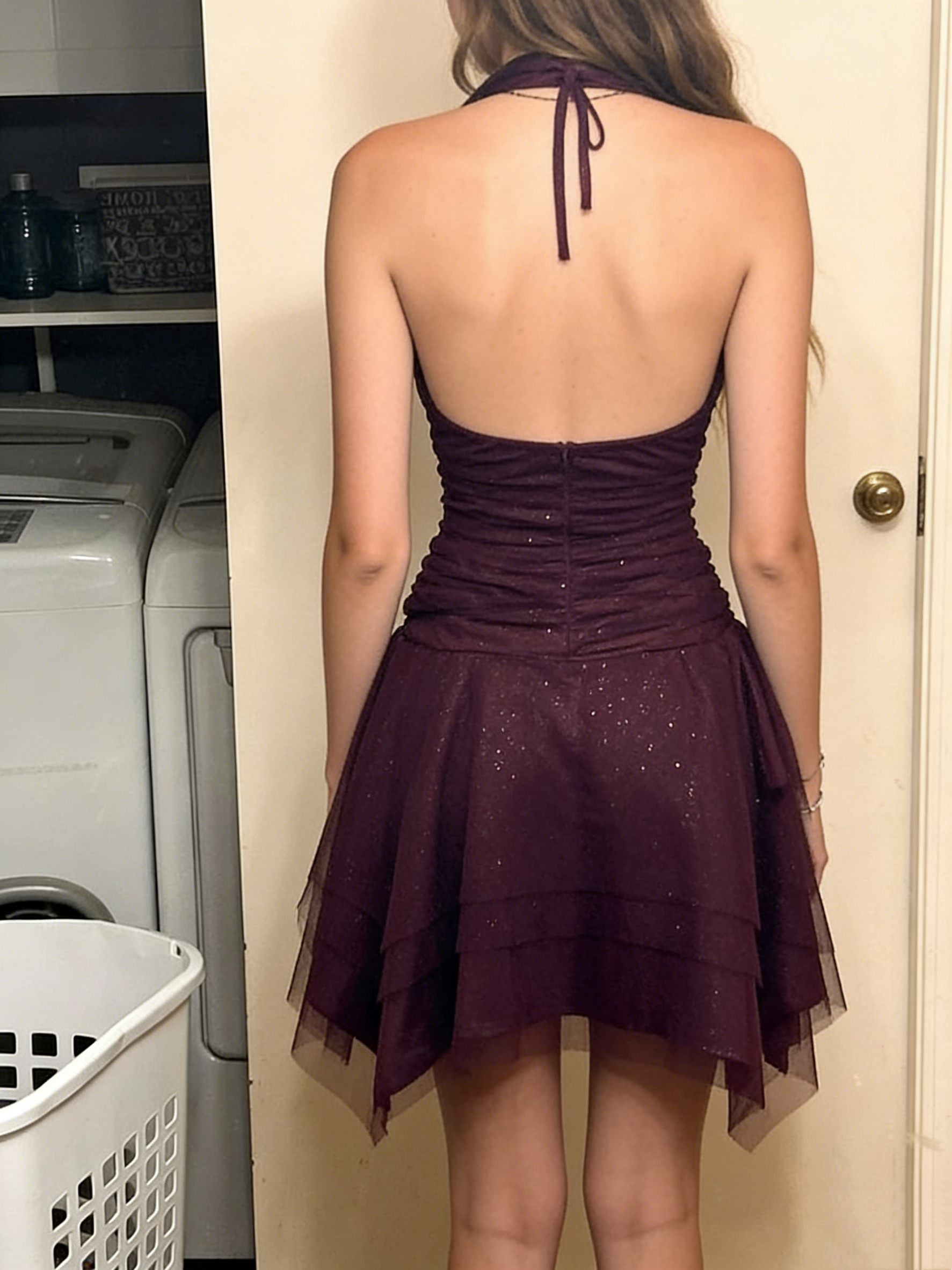 Dark Purple Tulle Prom Homecoming Dress Short Party Dress