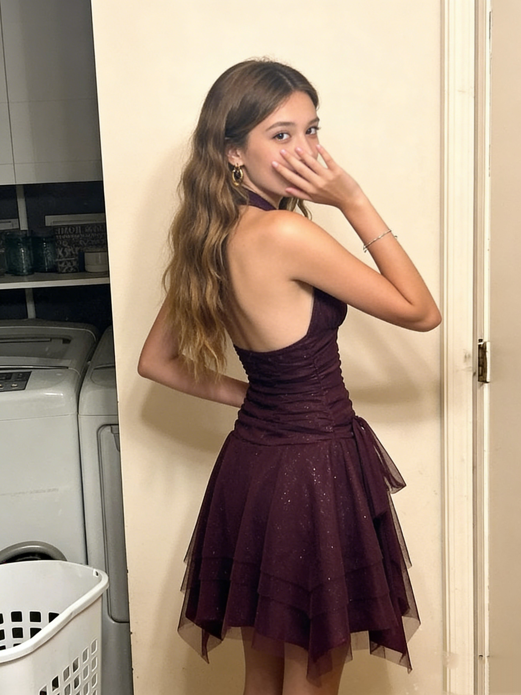 Dark Purple Tulle Prom Homecoming Dress Short Party Dress