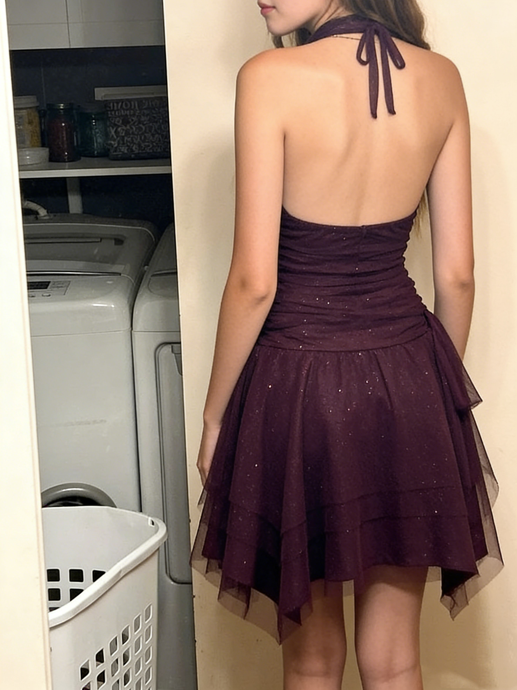 Dark Purple Tulle Prom Homecoming Dress Short Party Dress