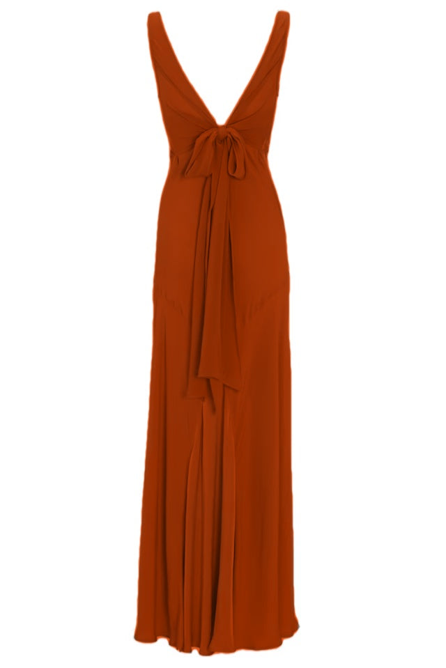 Pink Chiffon V Back Long Prom Dress Elegant Bridesmaids Dress
