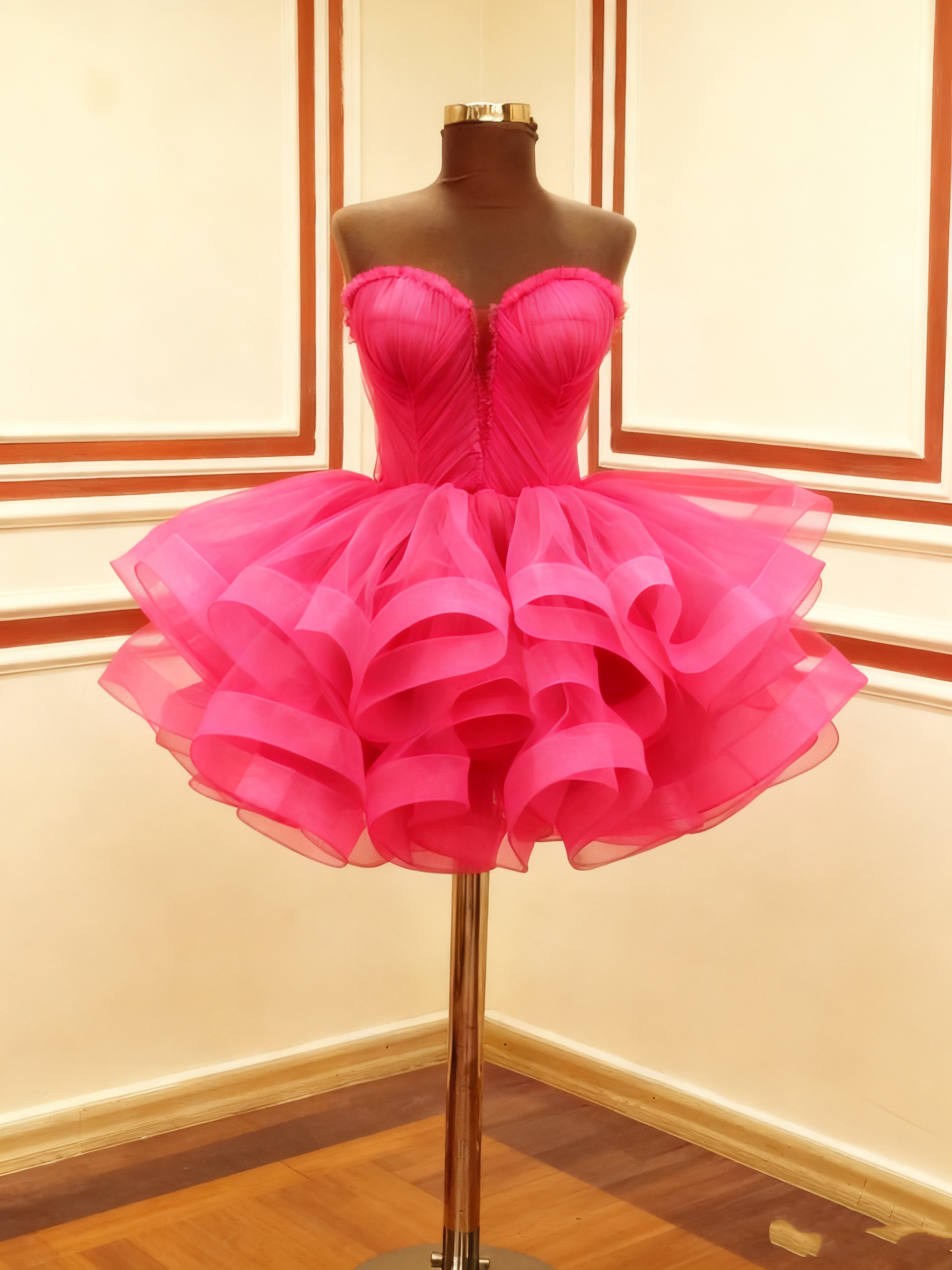 A Line Green Tulle Short Prom Dress Birthday Party Dress Homecoming Dress