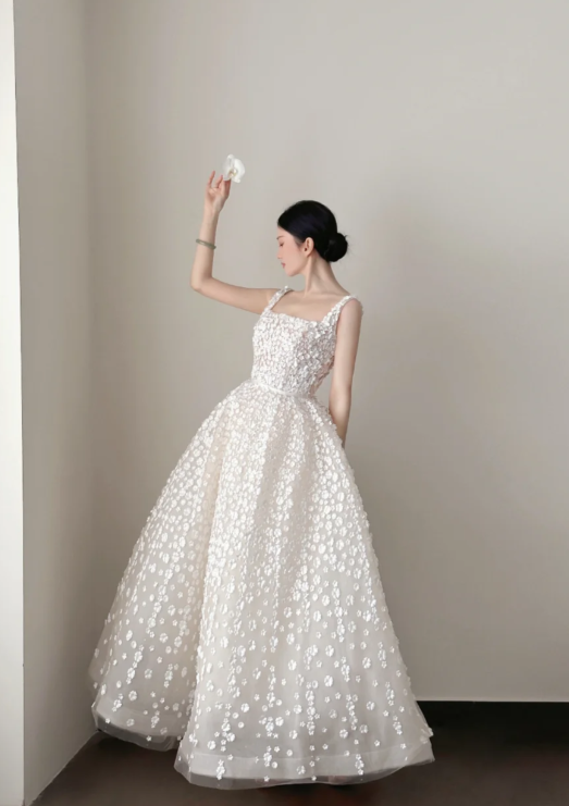 A Line Prom Dress With Flower Cute 16th Birthday Outfit Party Dress