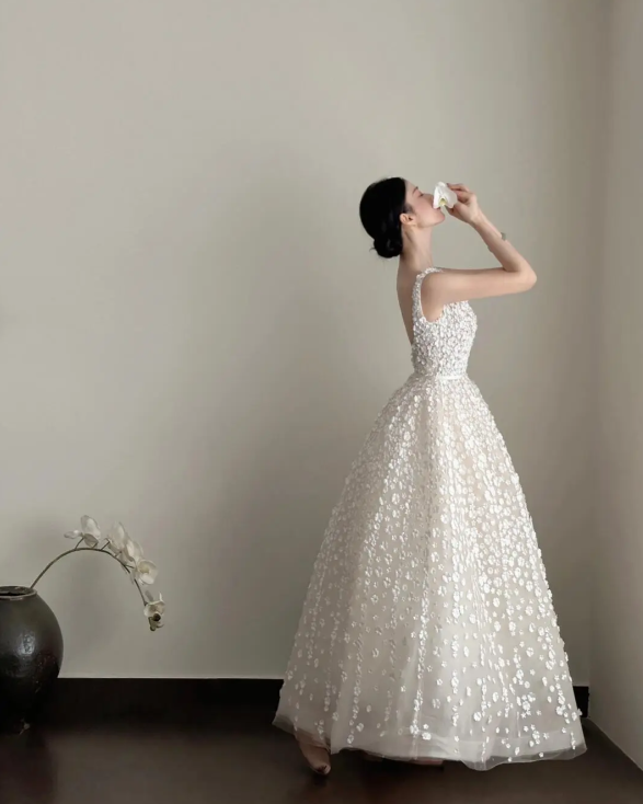 A Line Prom Dress With Flower Cute 16th Birthday Outfit Party Dress