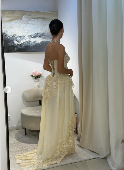 Yellow A Line Sweetheart Neck Long Prom Dress Evening Dress With Applique