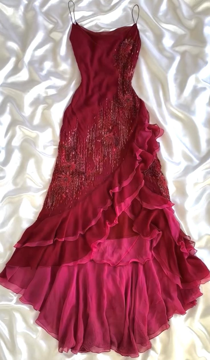 Red Vintage Dress Long Prom Dress Classy Red Outfit Ideas