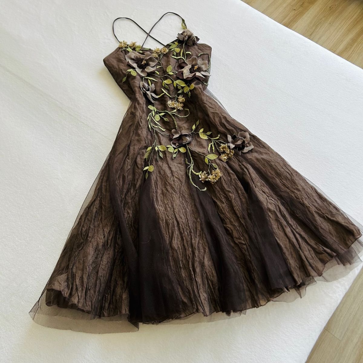 Vintage Brown Long Prom Dress Sleeveless Evening Dress