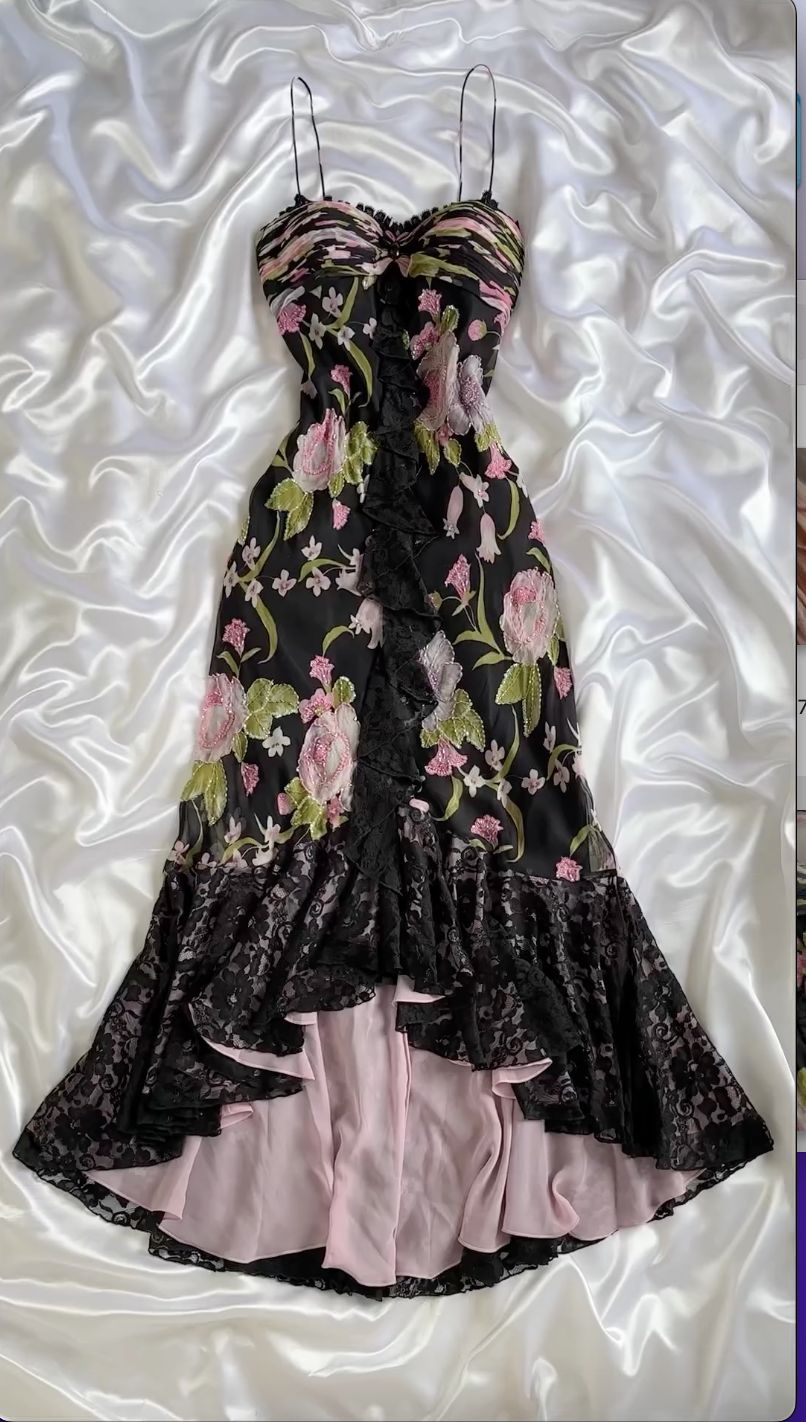 Flora Printed Long Prom Dress Sleeveless Lace Evening Dress