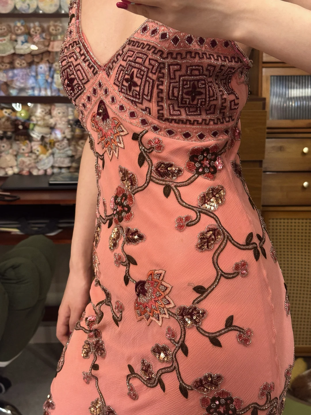 Beaded Vintage Midi Evening Dress Birthday Outfit Prom Dress