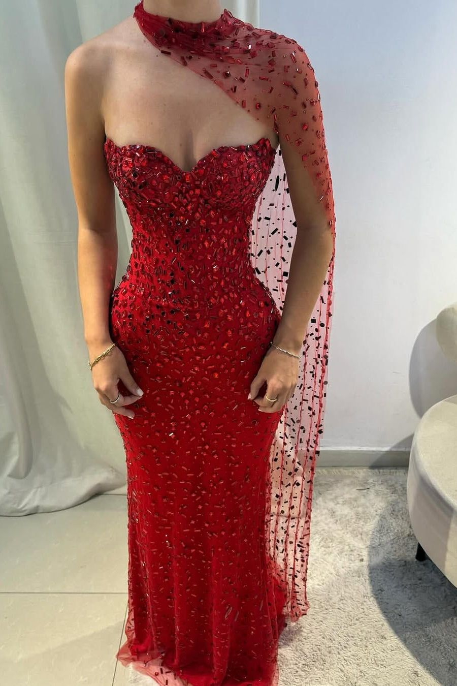 Burgundy Mermaid Long Prom Dress Beaded Sexy Formal Party Dress Birthday Outfit