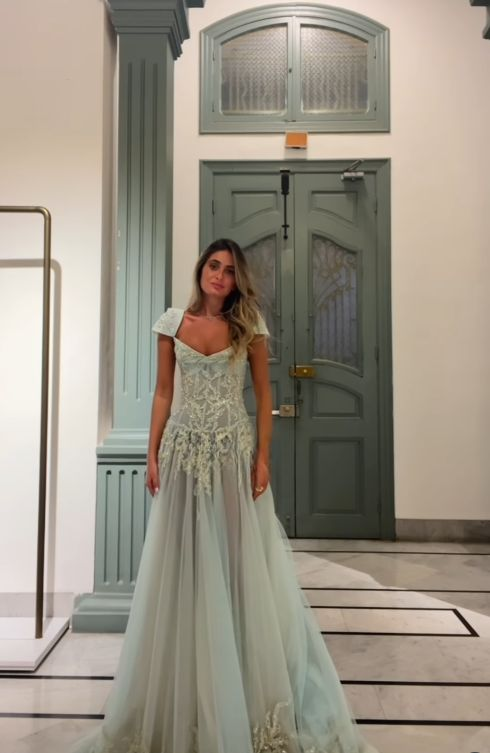 V Neck Tulle Beaded Prom Dress Classy Evening Dress Birthday Gown